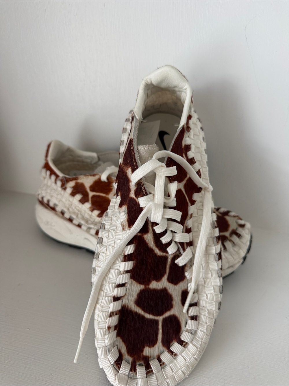 Nike Women's Brown and White Giraffe-Print Woven Sneakers